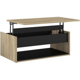 Table basse relevable - OSTARA - Rectangulaire - Chene / Noir - Relevable - 110 x 65 x 45/67,2 cm