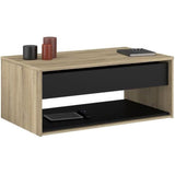 Table basse relevable - OSTARA - Rectangulaire - Chene / Noir - Relevable - 110 x 65 x 45/67,2 cm