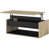 Table basse relevable - OSTARA - Rectangulaire - Chene / Noir - Relevable - 110 x 65 x 45/67,2 cm