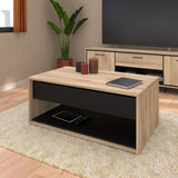 Table basse relevable - OSTARA - Rectangulaire - Chene / Noir - Relevable - 110 x 65 x 45/67,2 cm