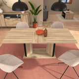 Table a manger avec allonge - OSTARA - Rectangulaire - Chene / Noir - 8 personnes - 160/199,8 x 90 x 78 cm - PARISOT