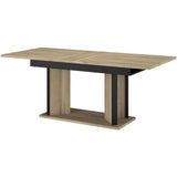 Table a manger avec allonge - OSTARA - Rectangulaire - Chene / Noir - 8 personnes - 160/199,8 x 90 x 78 cm - PARISOT