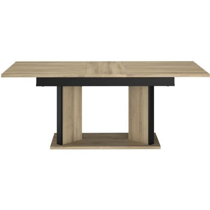 Table a manger avec allonge - OSTARA - Rectangulaire - Chene / Noir - 8 personnes - 160/199,8 x 90 x 78 cm - PARISOT
