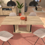 Table a manger avec allonge - OSTARA - Rectangulaire - Chene / Noir - 8 personnes - 160/199,8 x 90 x 78 cm - PARISOT