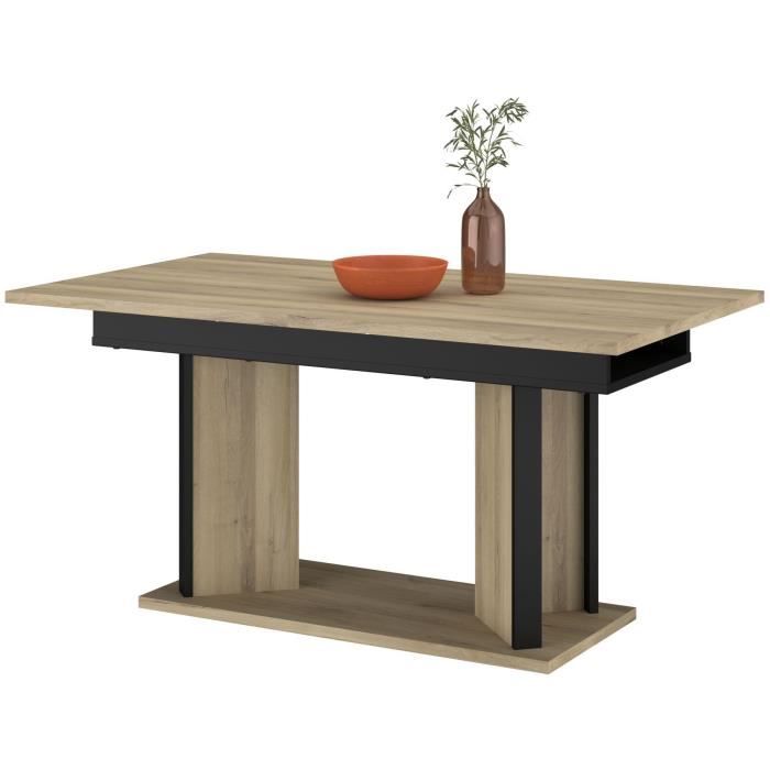 Table a manger avec allonge - OSTARA - Rectangulaire - Chene / Noir - 8 personnes - 160/199,8 x 90 x 78 cm - PARISOT