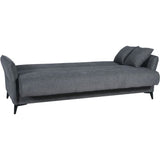 Canapé convertible 3 places  - OTTOWA - Tissu gris foncé - 2 coussins - Coffre de rangement -  217 x 92 x 85 cm