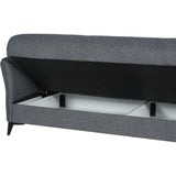 Canapé convertible 3 places  - OTTOWA - Tissu gris foncé - 2 coussins - Coffre de rangement -  217 x 92 x 85 cm
