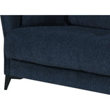 Canapé convertible 3 places  - OTTOWA - Tissu bleu foncé - 2 coussins - Coffre de rangement -  217 x 92 x 85 cm