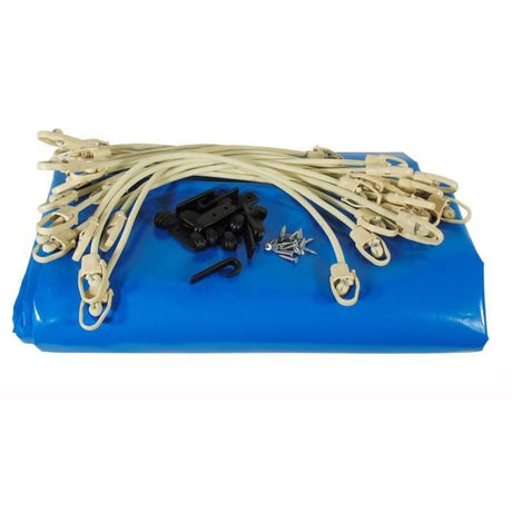 Bâche d'hiver et de sécurité pour piscine bois UBBINK Octogonale 300x490 - Bleue - Epaisseur 550gr