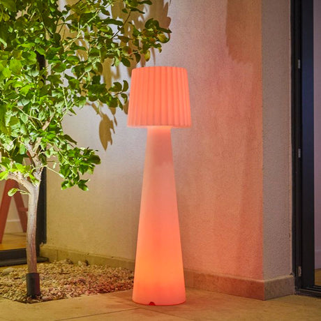 Lampadaire extérieur sans fil - LUMISKY - LADY C110 - LED multicolore dimmable - Abat-jour ondulé - Télécommande - H110 cm