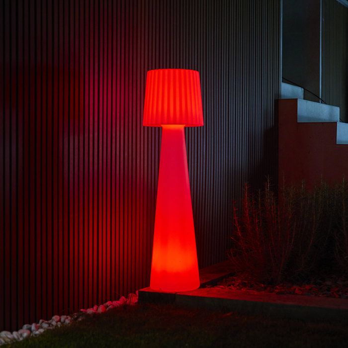 Lampadaire extérieur sans fil - LUMISKY - LADY C110 - LED multicolore dimmable - Abat-jour ondulé - Télécommande - H110 cm