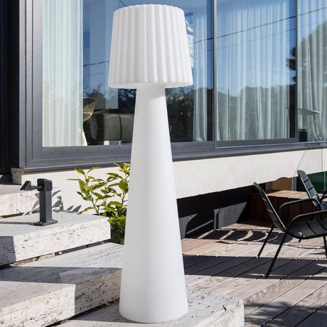 Lampadaire extérieur sans fil - LUMISKY - LADY C110 - LED multicolore dimmable - Abat-jour ondulé - Télécommande - H110 cm
