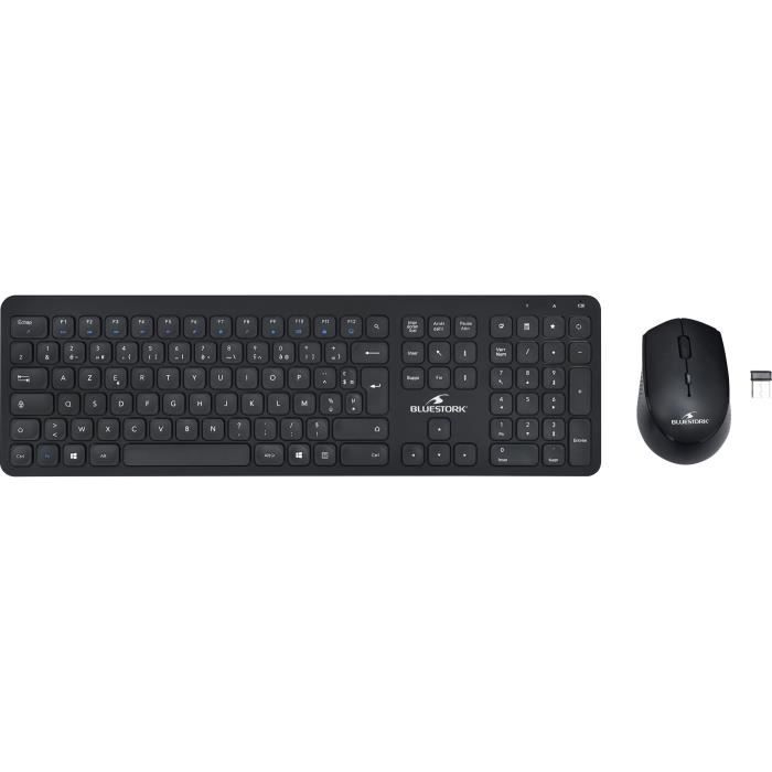 Pack Clavier Souris - BLUESTORK - PACK EASY SLIM - Sans Fil - Noir