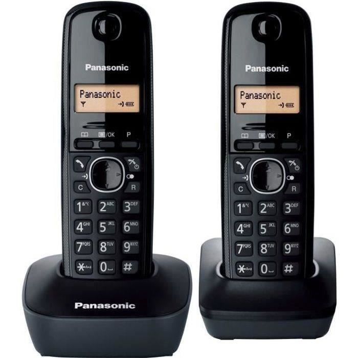 Panasonic KX-TG1612FRH | Téléphone Numérique Sans Fil, Base + 2 Combinés, ID Appelant, Batterie Longue Durée, LCD, Rappel, RÉPONDEUR