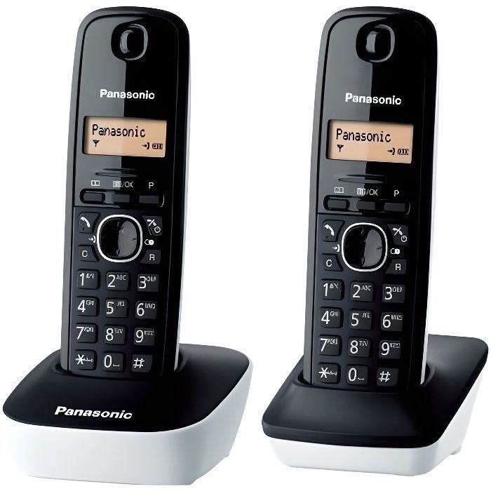 Panasonic KX-TG1612FRW | Téléphone Duo sans fil DECT sans répondeur Blanc