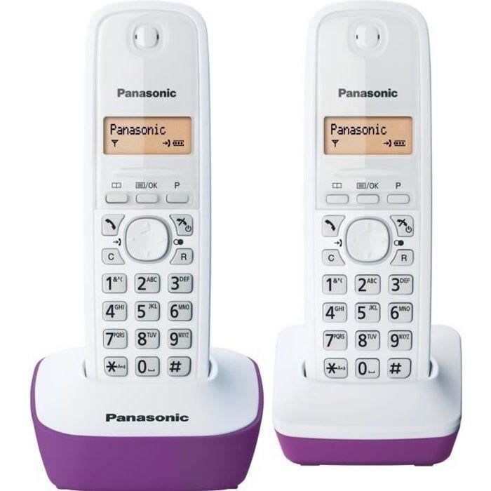 Panasonic KX-TG1612FRF | Téléphone Duo sans fil DECT sans répondeur, Pourpre