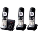 PANASONIC - KXTG6823 - Téléphone sans fil trio - Fonction réduction de bruit - Blocage sélectif - Répondeur - Gris et noir