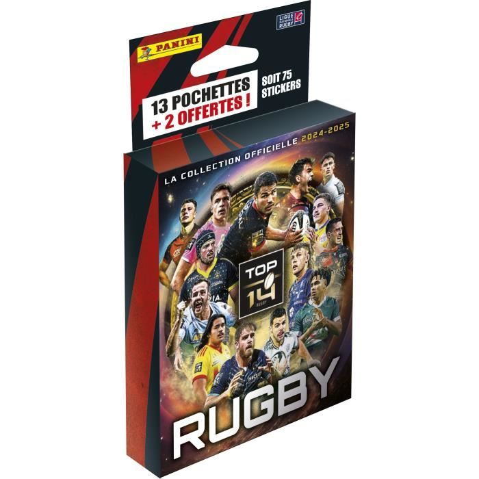 Blister - PANINI - Rugby Top 14 2024-2025 - 13 pochettes - 2 offertes - 75 stickers