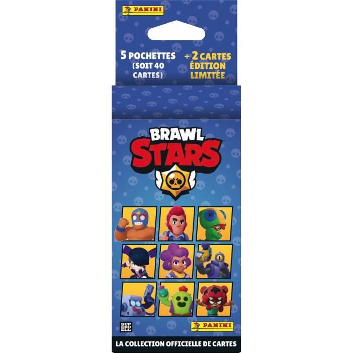 Blister - PANINI - BRAWL STARS TC - 5 pochettes - 2 cartes édition limitée - 40 cartes