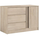 Commode ESCALE - 3 tiroirs - 1 porte - Décor chene -  L 109,8 x H 76,8 x P 50 cm