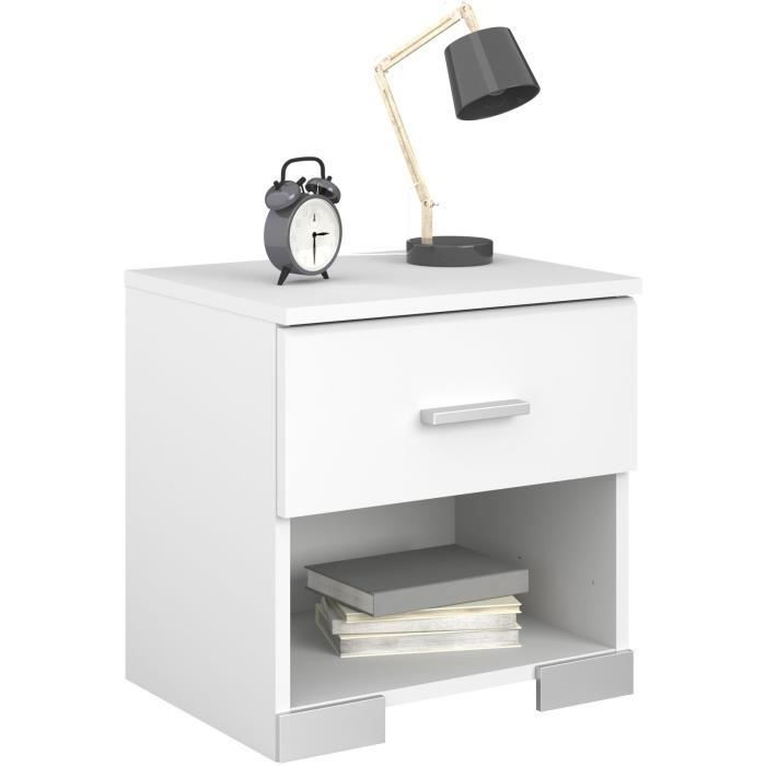 Chambre complete enfant 3 pieces ZODIAC - Lit + chevet + bureau - Décor blanc - PARISOT