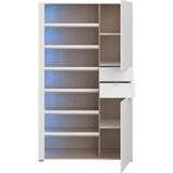 Armoire a chaussures SHoeS - DÈcor chene et Steam Black - 2 portes + 1 tiroir - L 110 x H 186 x P 33 cm - 20 paires - PARISOT