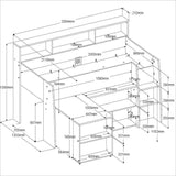 PARISOT Lit combinÈ enfant avec bureau rÈtractable - DÈcor blanc et chene - 90x 200 cm - Sommier inclus -THEO