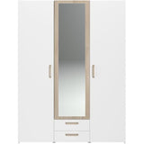 Armoire DREAM 3 portes - Panneau de particules - Miroir - Décor blanc - L150 x H200 x P52 cm