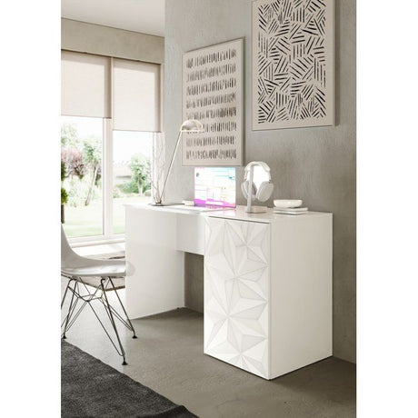 Bureau - PARIGI - Blanc laqué brillant avec sérigraphie - 120 x 60 x 75 cm