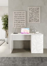 Bureau - PARIGI - Blanc laqué brillant avec sérigraphie - 120 x 60 x 75 cm