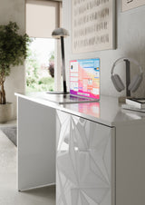 Bureau - PARIGI - Blanc laqué brillant avec sérigraphie - 120 x 60 x 75 cm
