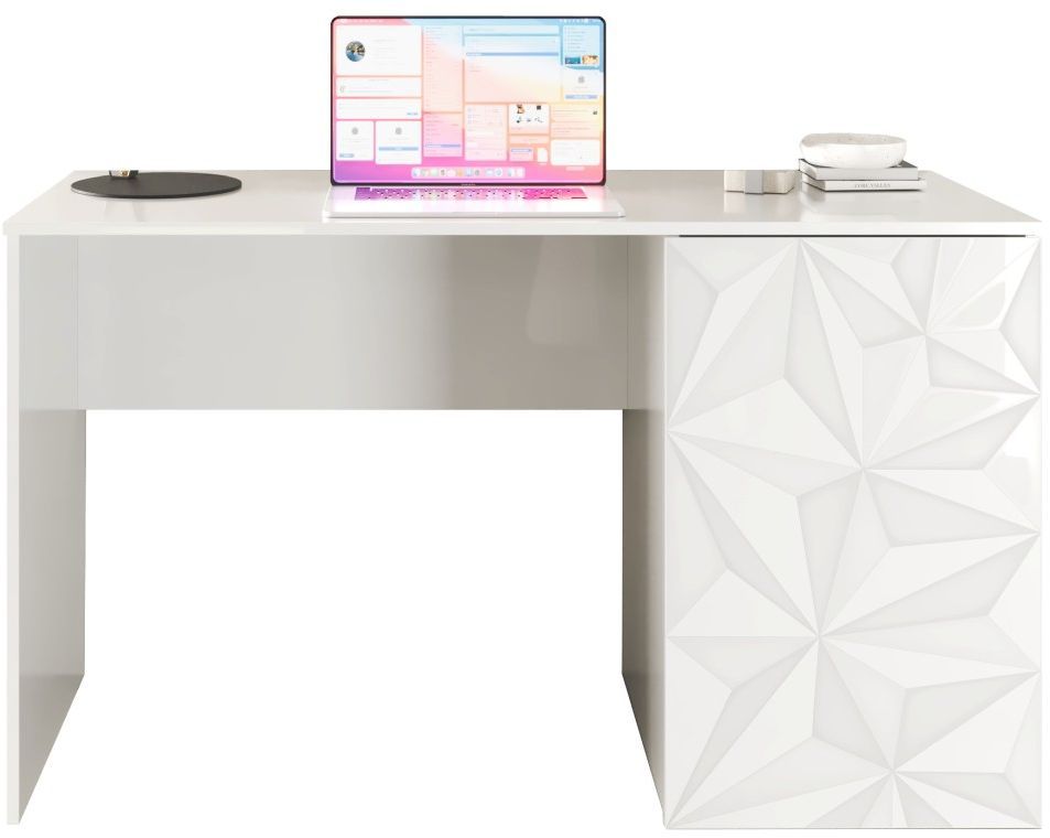 Bureau - PARIGI - Blanc laqué brillant avec sérigraphie - 120 x 60 x 75 cm