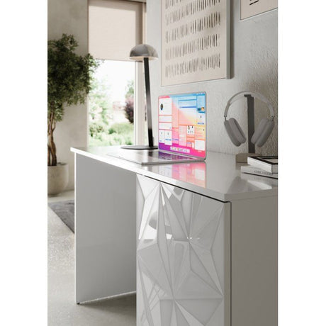 Bureau - PARIGI - Blanc laqué brillant avec sérigraphie - 120 x 60 x 75 cm