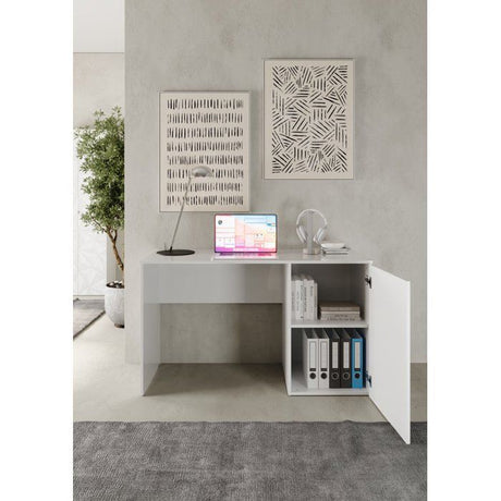 Bureau - PARIGI - Blanc laqué brillant avec sérigraphie - 120 x 60 x 75 cm