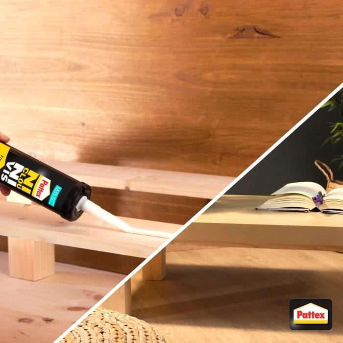 PATTEX Ni clou ni vis Fix IdÈal Bois- Lot de 2 cartouches 380g + 1 gratuite