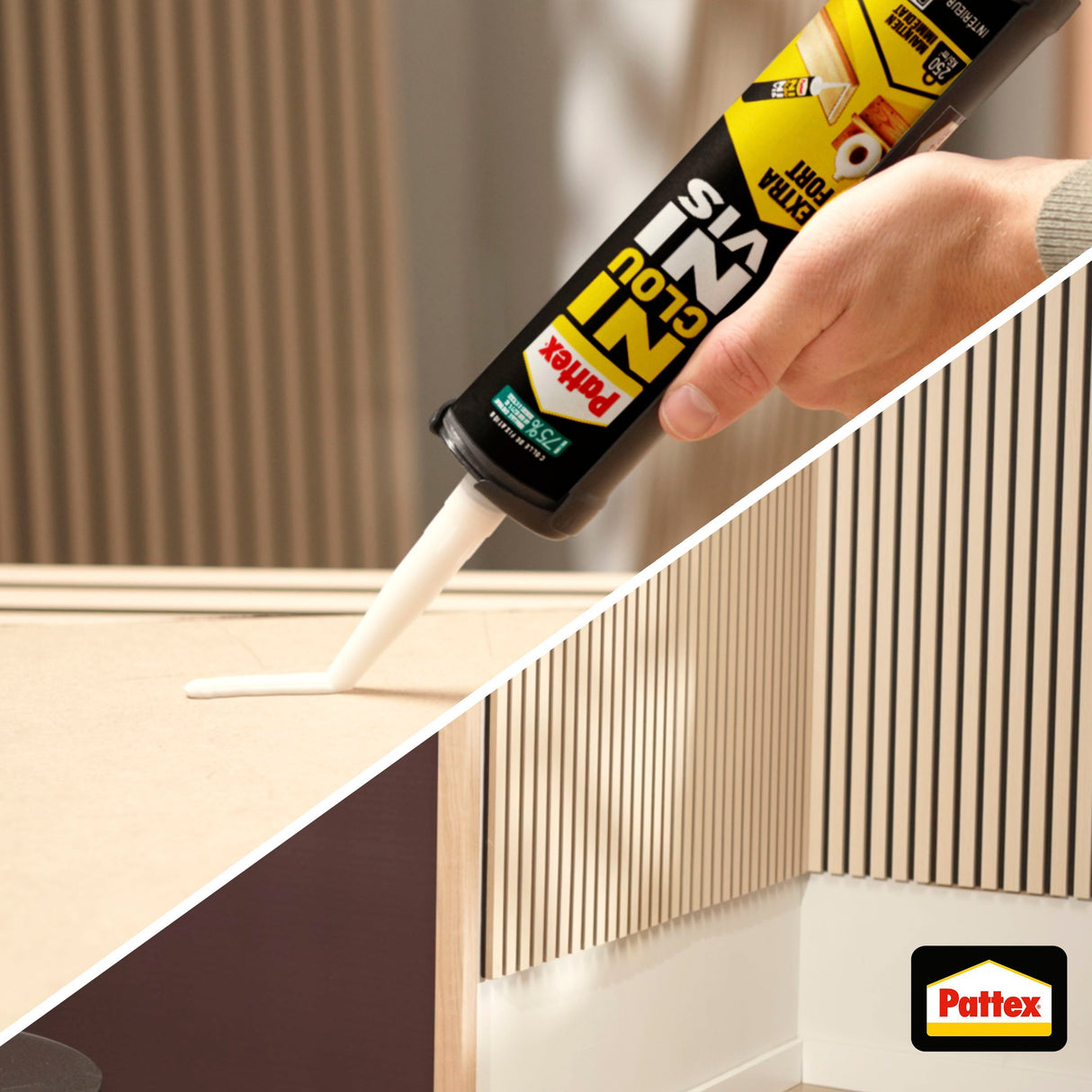 Colle de fixation - PATTEX - Ni Clou Ni Vis - Extra Fort - Cartouche de 380g - Lot de 2 + 1 gratuit