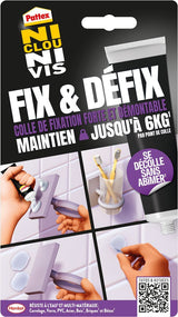 Colle Fixation - PATTEX - 2970856 - Ni clou ni vis - Fix & Défix - Tube - 44g
