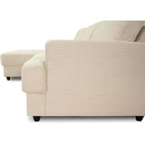 Canapé d'angle gauche 4 places - PAUL in cord - Tissu Beige - 216 x 141 x 79 cm - Fabriqué en Ukraine