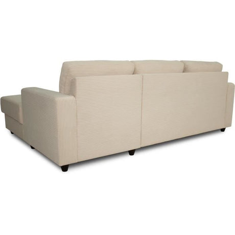 Canapé d'angle droit 4 places - PAUL in cord - Tissu Beige - 216 x 141 x 79 cm - Fabriqué en Ukraine