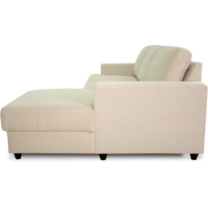 Canapé d'angle droit 4 places - PAUL in cord - Tissu Beige - 216 x 141 x 79 cm - Fabriqué en Ukraine