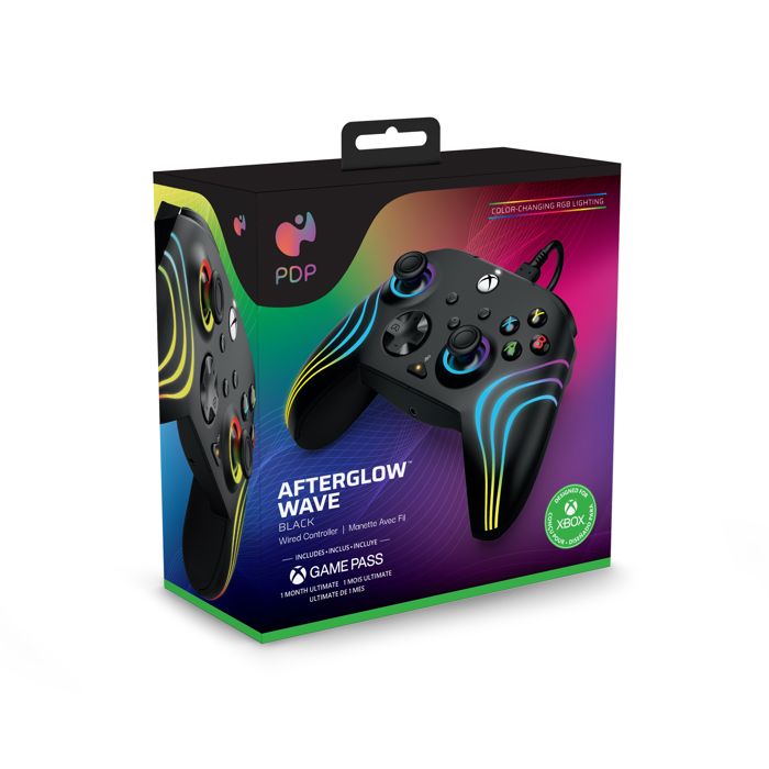 Manette de jeu - PDP - Afterglow Wave - Filaire - Noir - Éclairage LED personnalisable