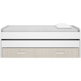 Lit gigogne - PEMA -  90 x 200 cm - Blanc / imitation lamelles