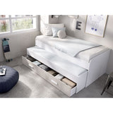 Lit gigogne - PEMA -  90 x 200 cm - Blanc / imitation lamelles