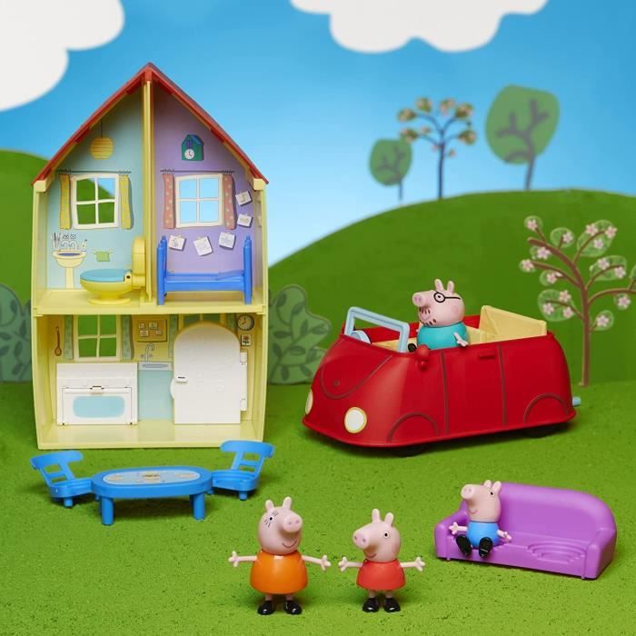 Peppa Pig Coffret maison de Peppa et sa famille, Accessoires amusants inclus, Jouet pour enfant de 3 ans
