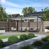 Pergola bioclimatique - 3 x 6 m - 18 m˛ - Structure aluminium anthracite et lames toiture acier blanches