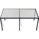 Pergola bioclimatique - 3 x 6 m - 18 m² - Structure aluminium anthracite et lames toiture acier blanches
