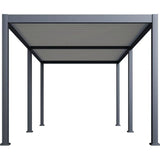 Pergola bioclimatique - 3 x 6 m - 18 m˛ - Structure aluminium anthracite et lames toiture acier blanches