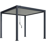 Pergola bioclimatique - 3 x 3 m - 9 m² - Structure aluminium anthracite et lames toiture acier blanches