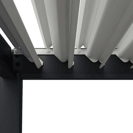 Pergola bioclimatique - 3 x 3 m - 9 m˛ - Structure aluminium anthracite et lames toiture acier blanches