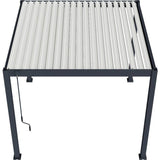 Pergola bioclimatique - 3 x 3 m - 9 m² - Structure aluminium anthracite et lames toiture acier blanches